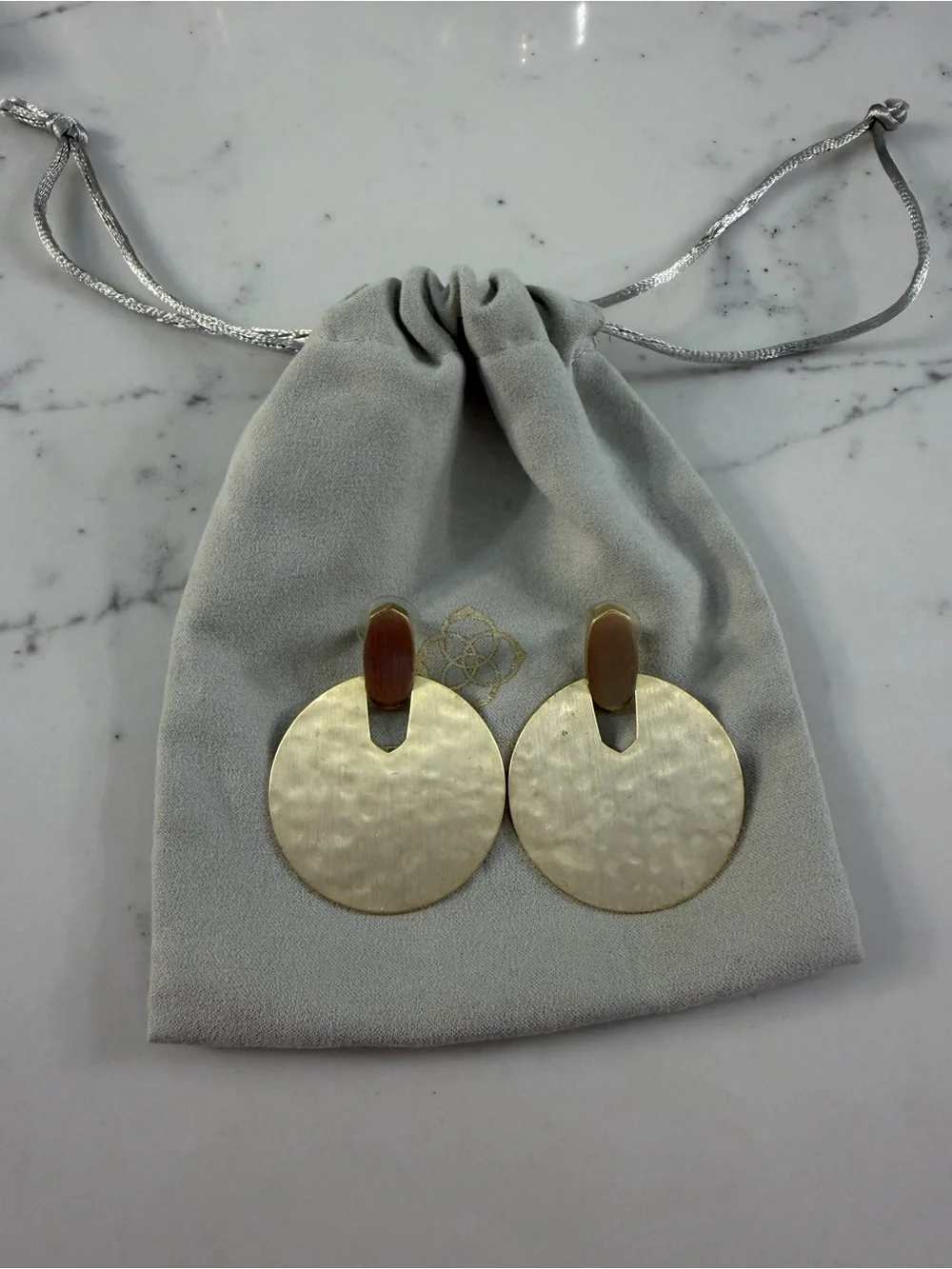 Kendra Scott Gold-Tone Hammered Disc Drop Earrings